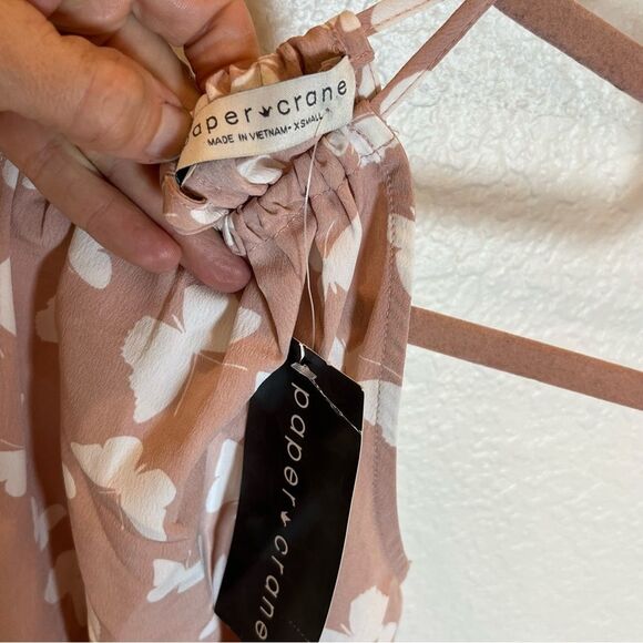 Paper Crane Butterfly Smocked Waist Peplum Halter Top in Pink NWT! size XS - Picture 5 of 7